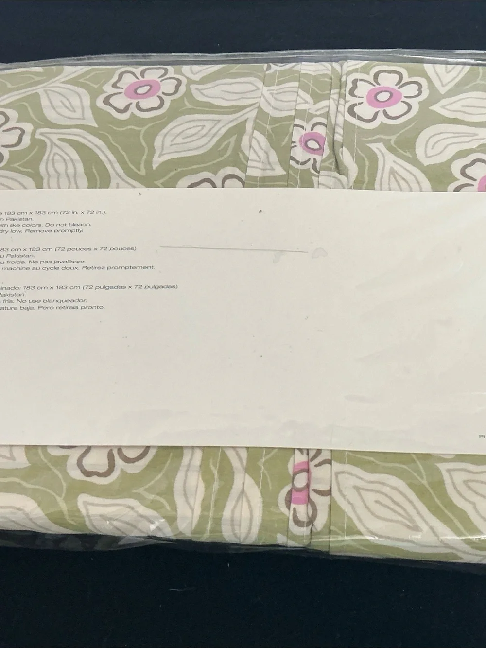 DKNY Floral Leaf Print Shower curtain Olive Green, White & Pink